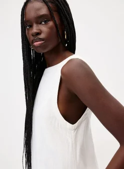 Scoop-back linen-blend dress