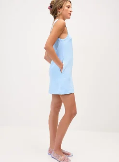 Scoop-back linen-blend dress