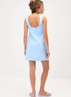 Scoop-back linen-blend dress