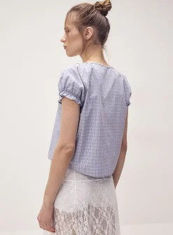 Scoop-neck babydoll blouse