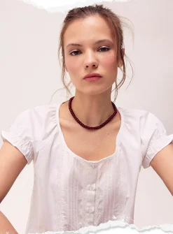 Scoop-neck babydoll blouse