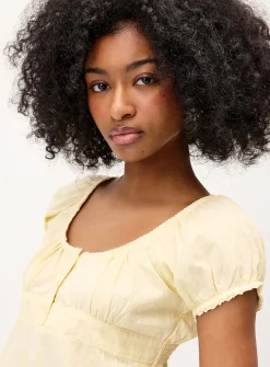 Scoop-neck peasant blouse