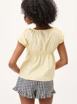 Scoop-neck peasant blouse