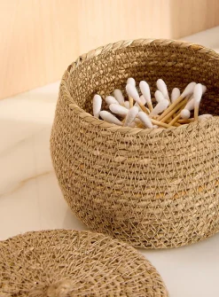 Seagrass round decorative jar
