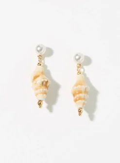 Seashell and pearl earrings