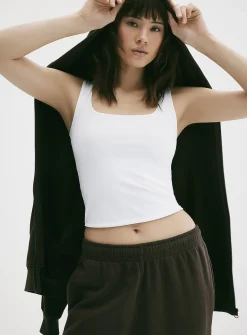 Second-skin square-neck cropped cami
