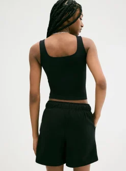 Second-skin square-neck cropped cami