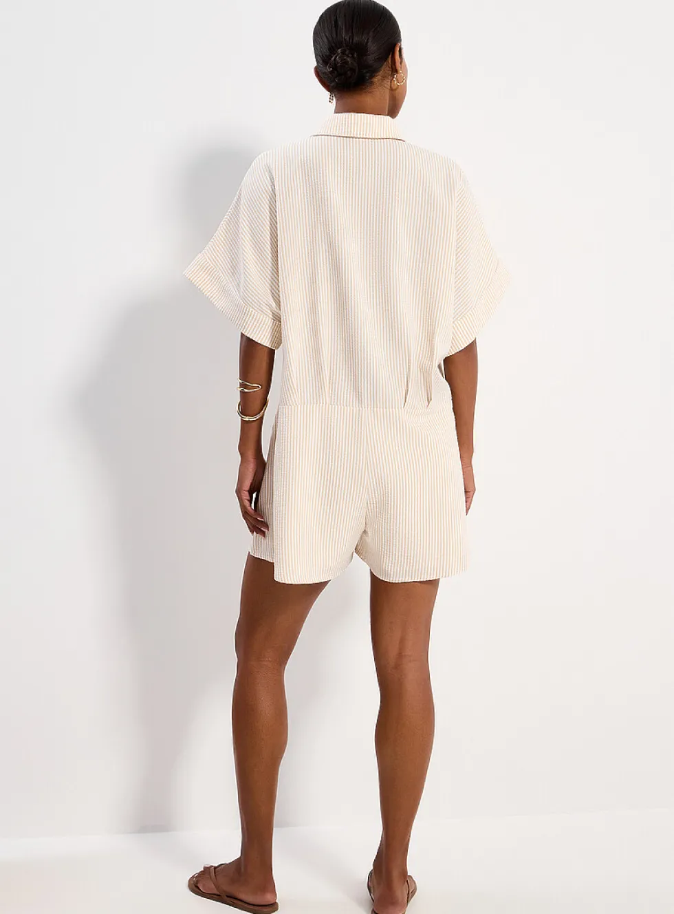 Seersucker striped romper