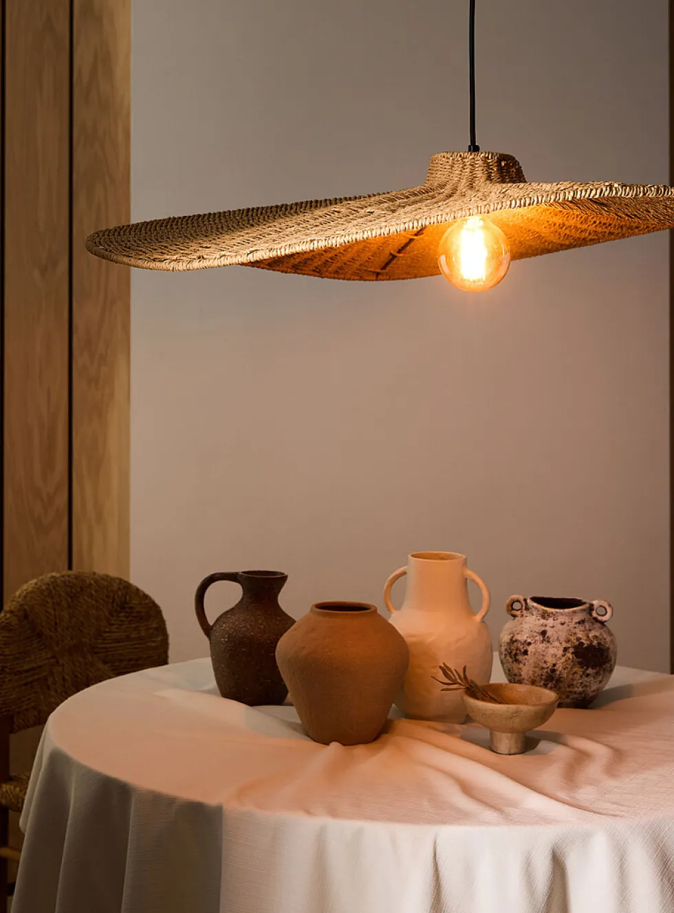 Selma braided wicker light fixture