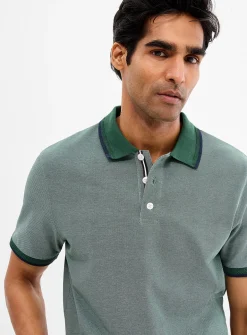 Semi-plain knit piqué polo