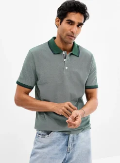Semi-plain knit piqué polo