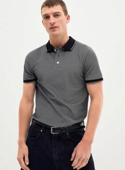 Semi-plain knit piqué polo