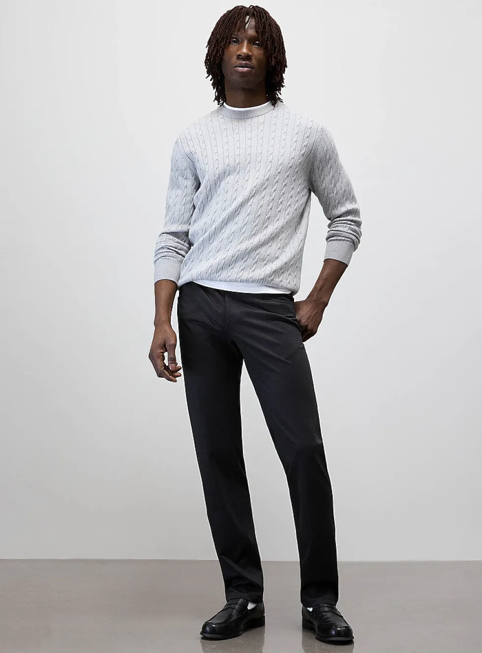 Semi-plain 5-pocket pant