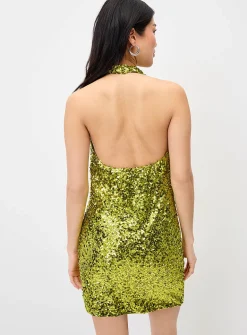 Sequined halter minidress