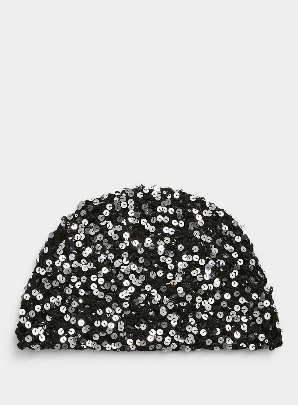 Sequined mesh crochet tuque