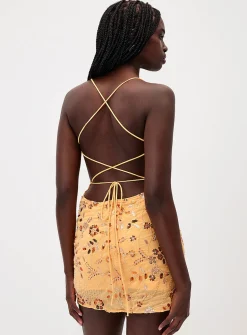 Sequins and beads floral minidress