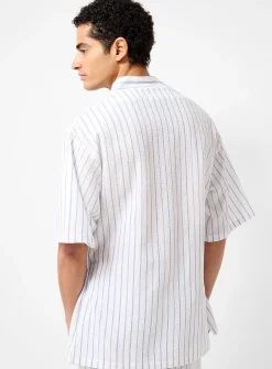 Sergei striped seersucker kimono shirt