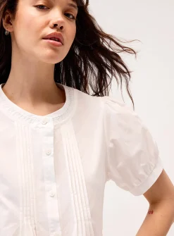 Sewn pleating poplin blouse