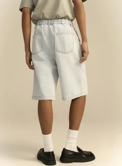 Sewn-cross pleated jort
