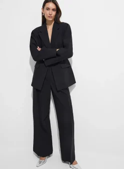 Sewn-pleat waist ultra-wide pant