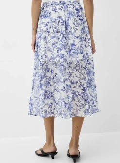 Sheer chiffon button-front midi skirt