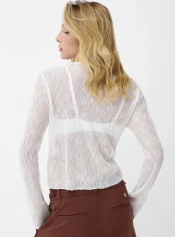 Sheer knit cropped V-neck cardigan