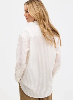 Sheer stripes loose-fit shirt