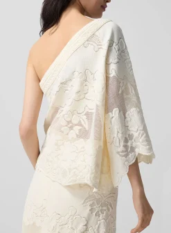 Shilo floral guipure asymmetrical blouse