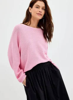 Shimmering boat-neck sweater