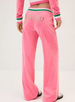 Shimmering logo velvet low-rise pant