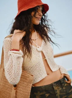 Shimmering openwork cardigan