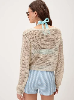 Shimmering openwork cardigan