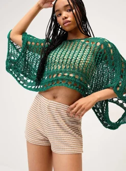 Shimmering openwork poncho