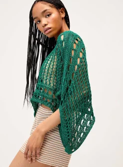 Shimmering openwork poncho