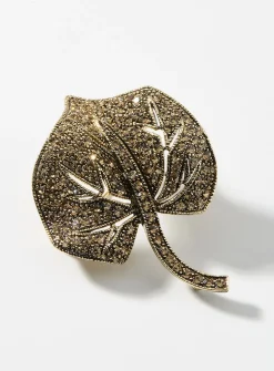 Shimmery gold leaf brooch