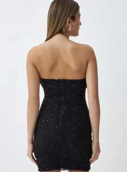 Shiny beads tube dress