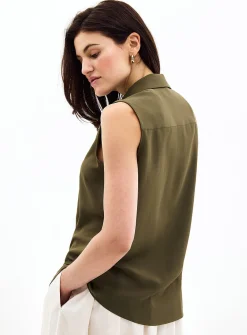 Shirt collar silky cami