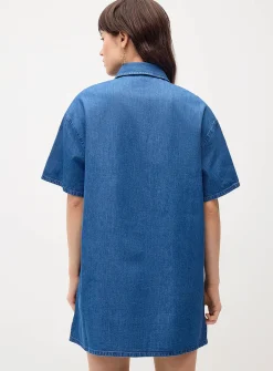Short-sleeve denim shirtdress