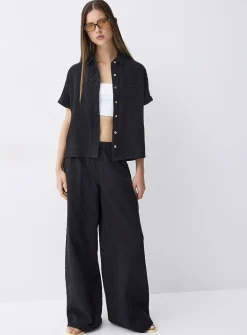 Short-sleeve organic cotton gauze shirt