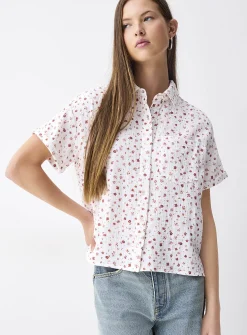 Short-sleeve organic cotton gauze shirt