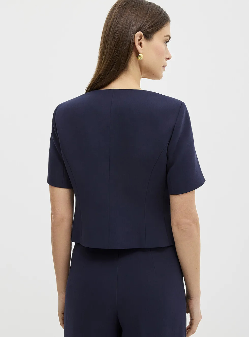 Short-sleeve square-neck blazer