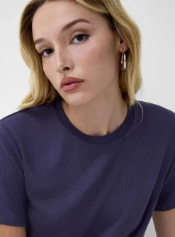 Short-sleeve supple knit T-shirt