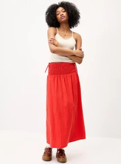 Side bows cotton maxi skirt