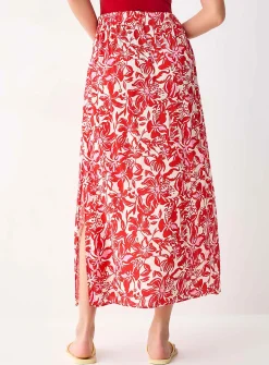 Side-slit textured crepe maxi skirt