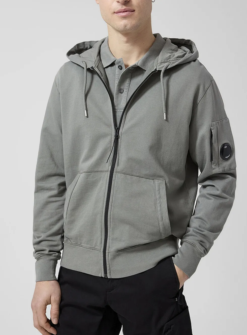 Signature goggles zipped hooded sweatshirt