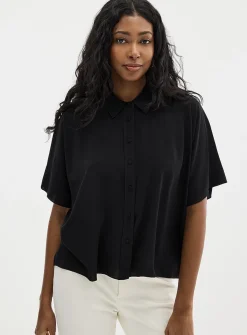 Silky boxy-fit blouse