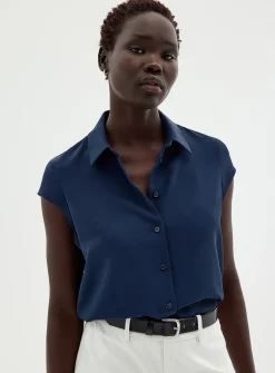 Silky cap-sleeve shirt
