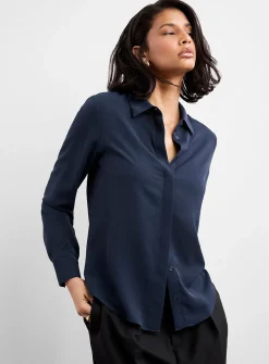 Silky hidden placket shirt