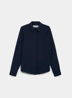 Silky hidden placket shirt