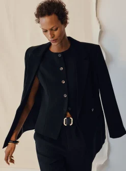 Silky straight two-button blazer